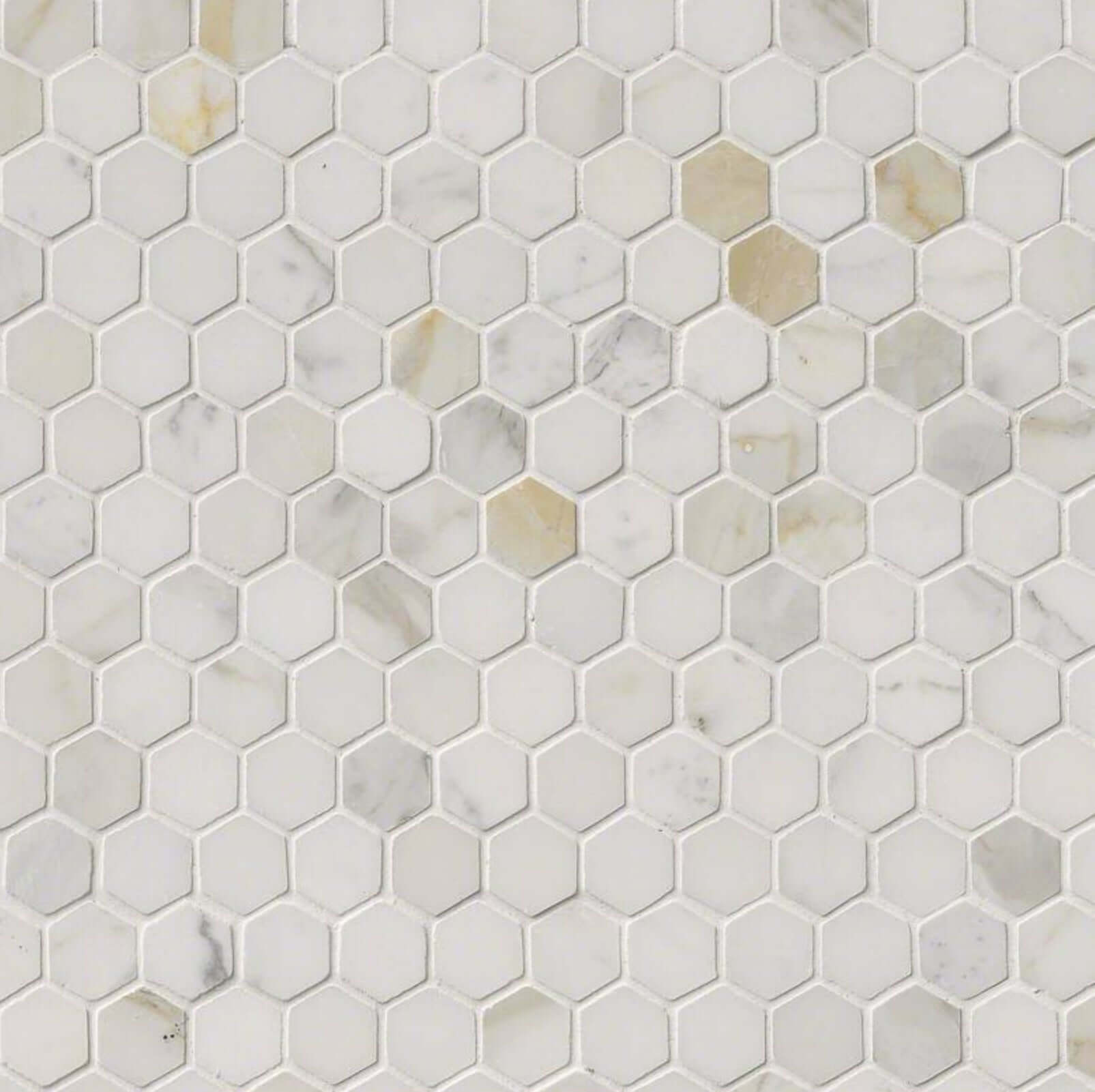 Calacatta Gold 1” Hexagon Polished Mosaic Tile - Hey Tiles