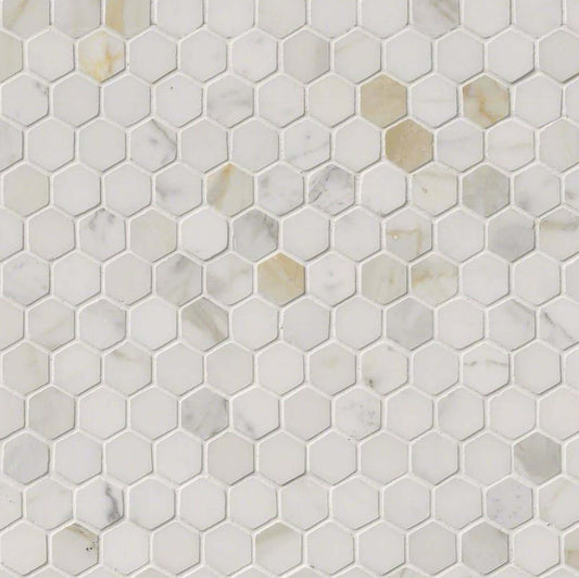 Calacatta Gold 1” Hexagon Polished Mosaic Tile - Hey Tiles