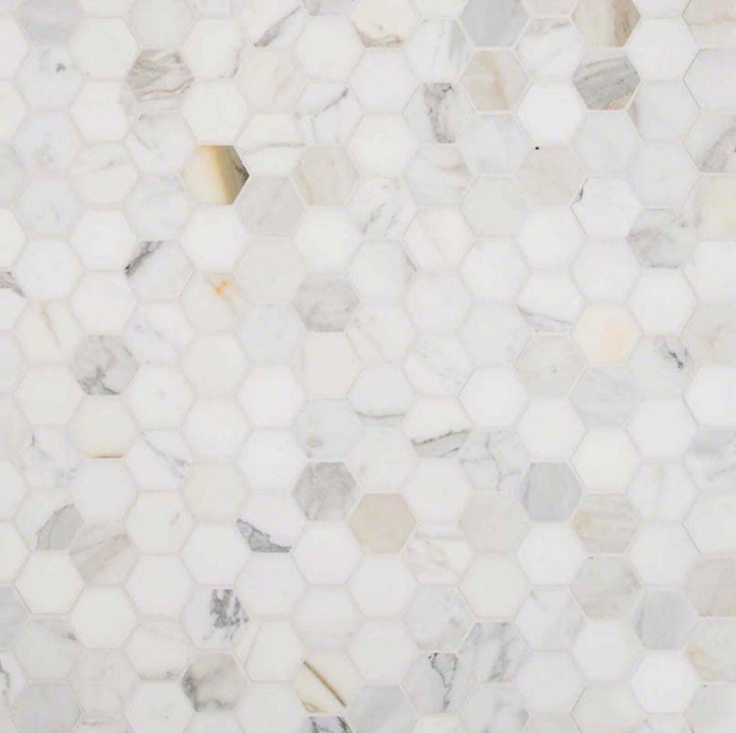 Calacatta Gold 2” Hexagon Polished Mosaic Tile - Hey Tiles