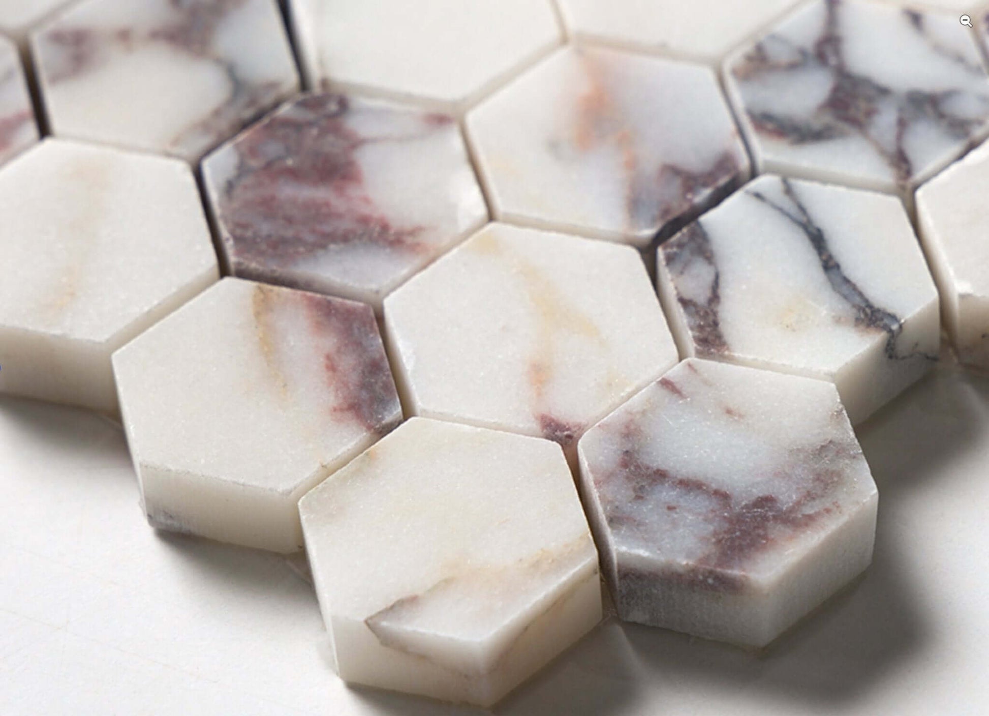 Calacatta Viola 2" Hexagon Marble Mosaic Tile - Hey Tiles