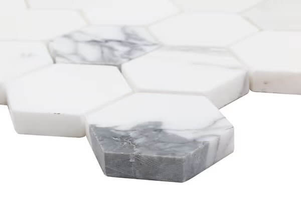 Carrara White Marble 3" Hexagon Mosaic Tile - Hey Tiles