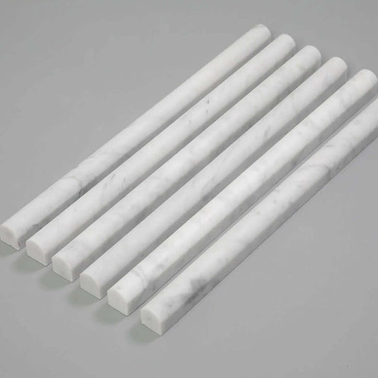 Carrara White Pencil Molding 3/4 x 12 - Hey Tiles