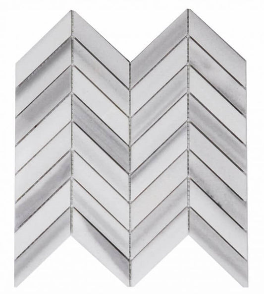Chevron Marmala White 11 x 11 - Hey Tiles