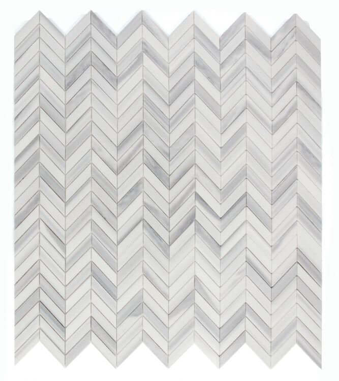 Chevron Marmala White 11 x 11 - Hey Tiles