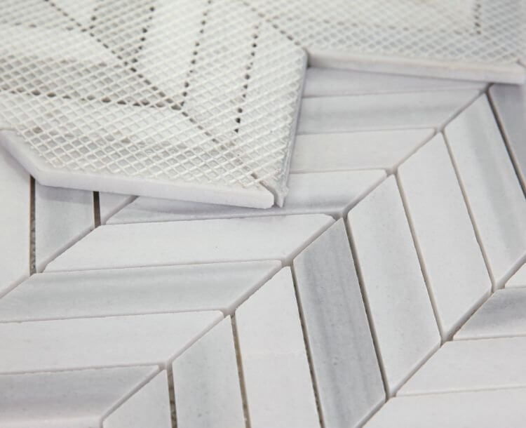 Chevron Marmala White 11 x 11 - Hey Tiles