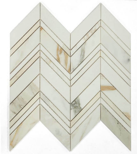 Chevron Ravenna Calacatta 11.75 x 12.25 - Hey Tiles