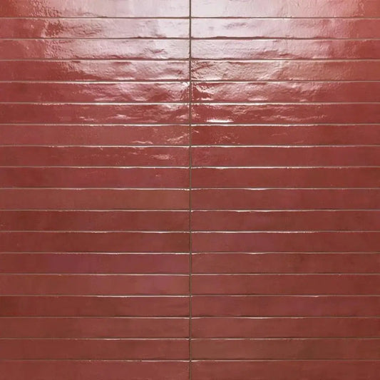 Chroma 2" x 18" Glossy Porcelain Field Tile in Red - Hey Tiles
