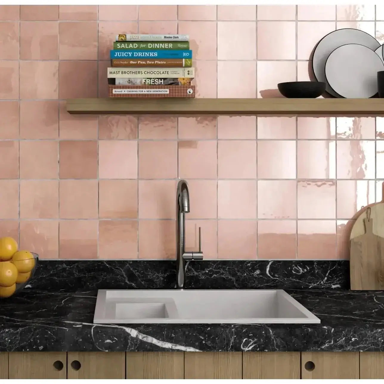 Cloe 5" x 5" Ceramic Tile in Pink - Hey Tiles
