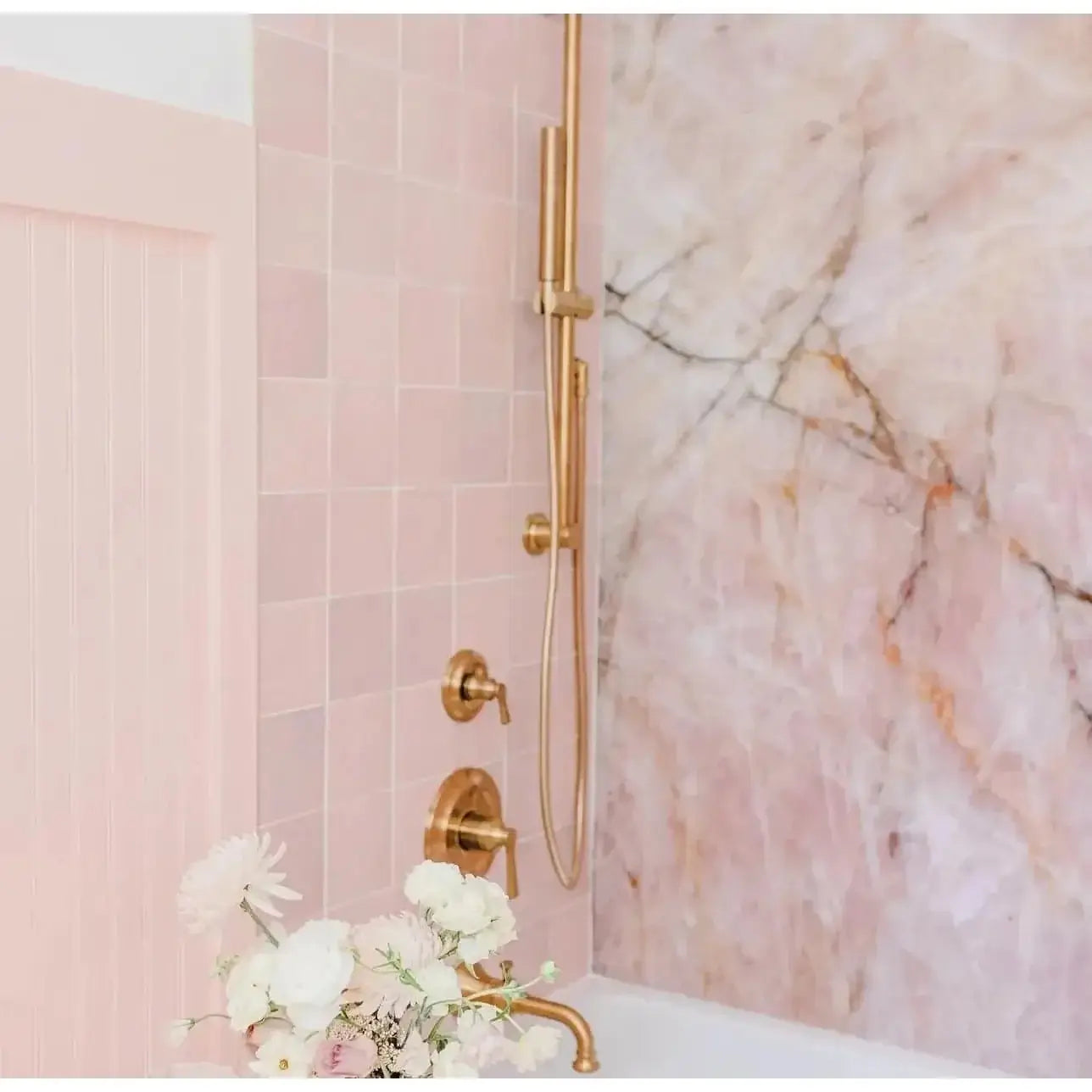 Cloe 5" x 5" Ceramic Tile in Pink - Hey Tiles