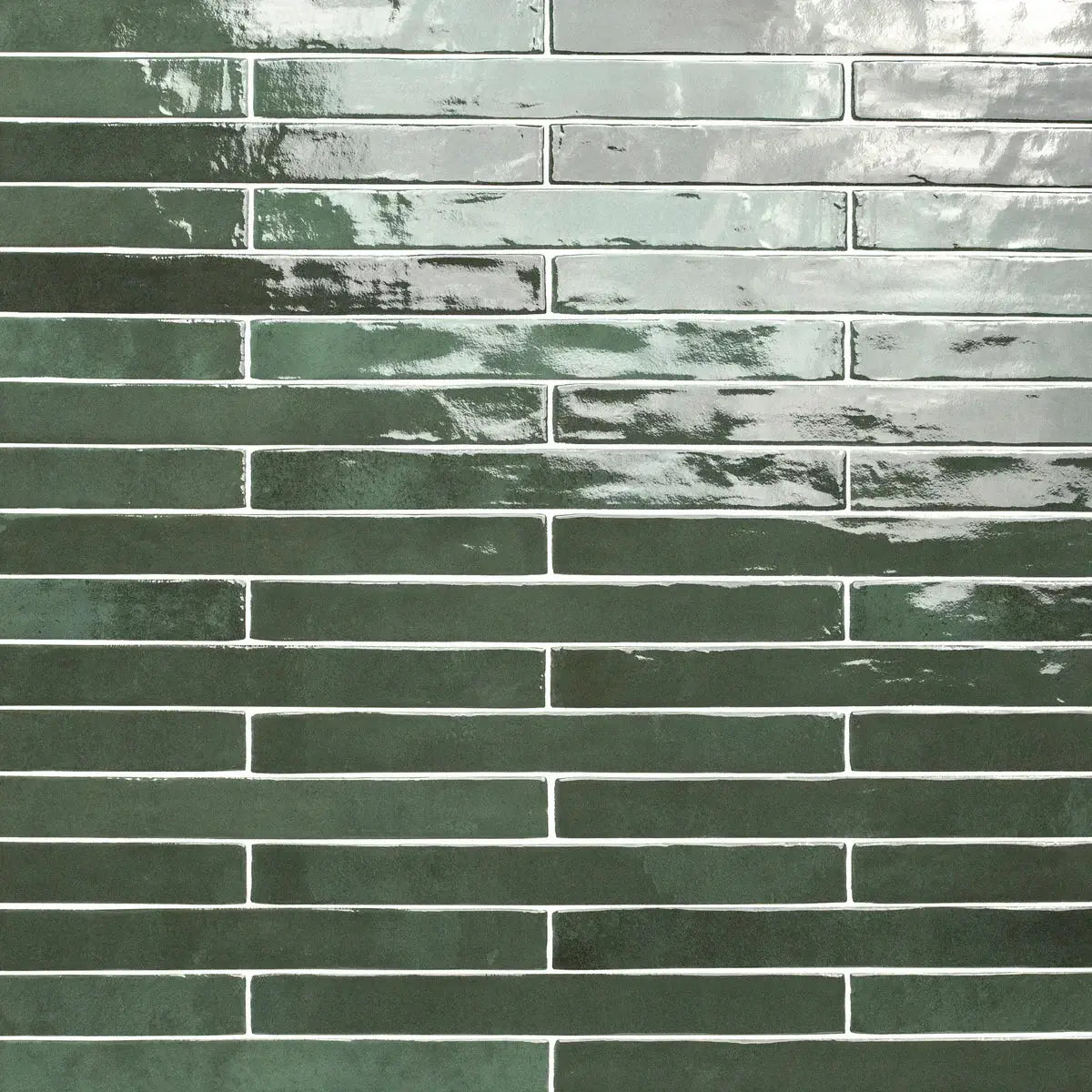 Flamenco 2"x18" Racing Green Brick Look Glossy Porcelain Wall Tile - Hey Tiles