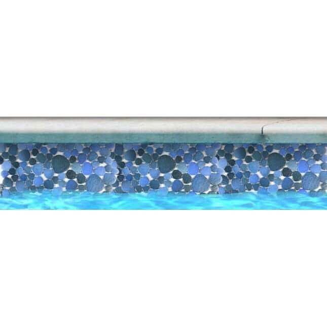 Fujiwa Peb Jade Blue, Mixed Porcelain Pebble, Heart Shaped Pool Tile - Hey Tiles
