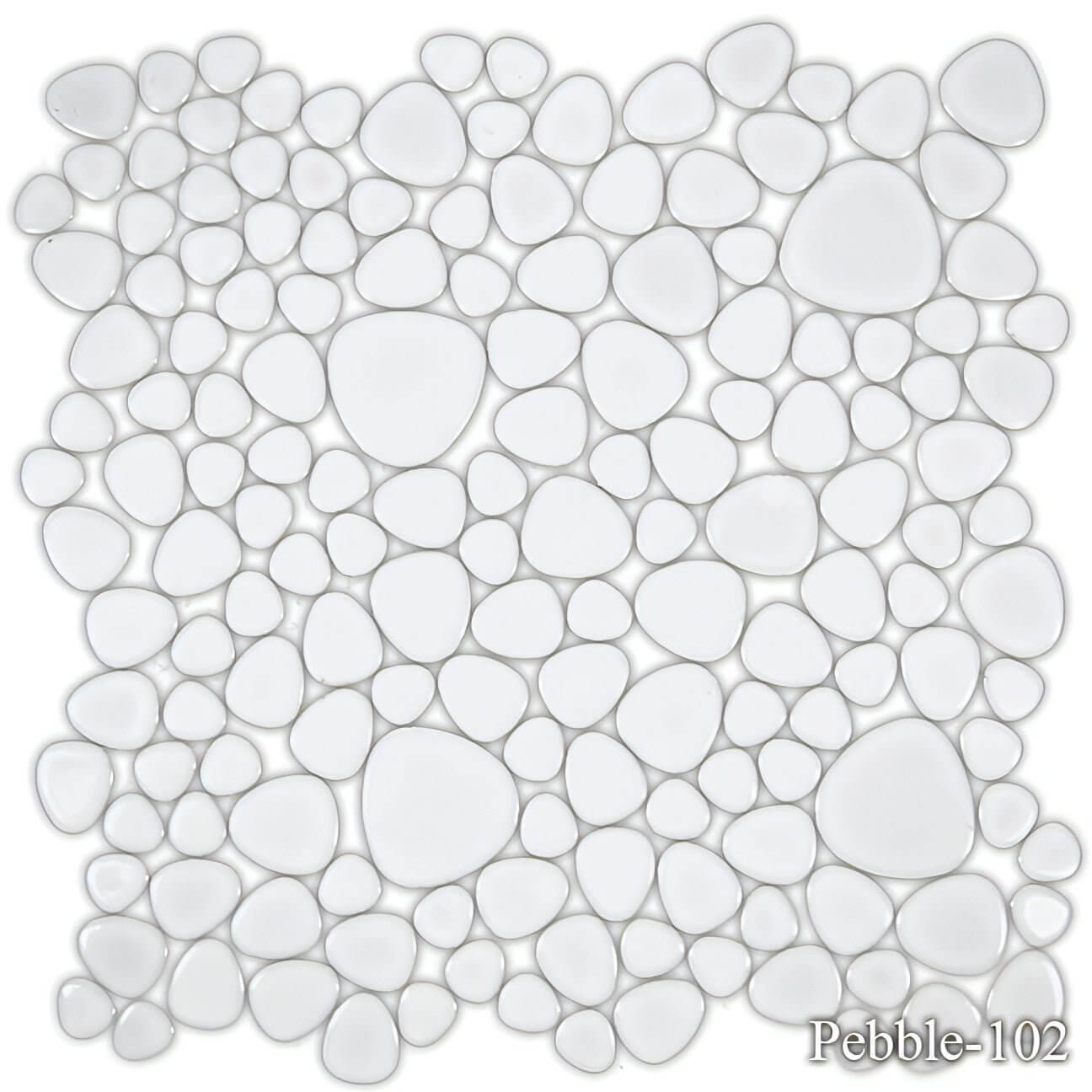 Fujiwa Peb Royal White, Mixed Porcelain Pebble, Heart Shaped Pool Tile - Hey Tiles