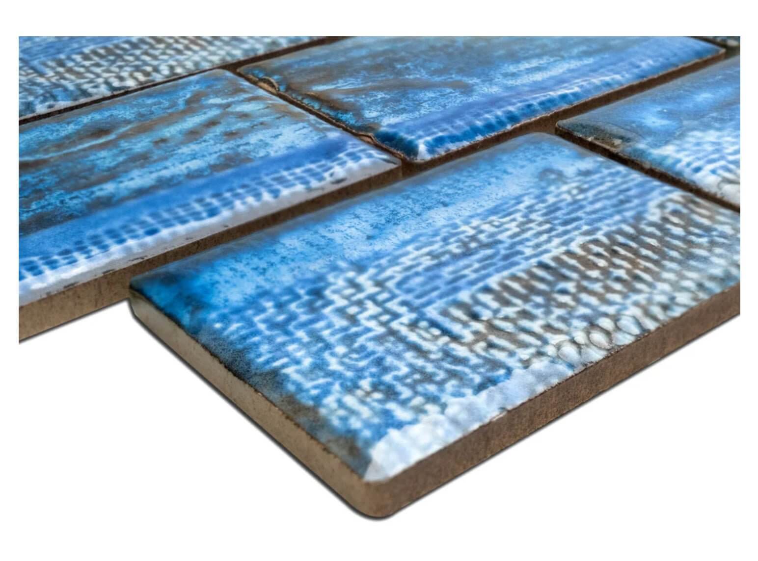 Fujiwa Tokyo Aspen Bue 2X3 Rectangle Semi Gloss Porcelain Mosaic - Hey Tiles