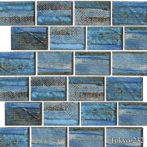 Fujiwa Tokyo Aspen Bue 2X3 Rectangle Semi Gloss Porcelain Mosaic - Hey Tiles