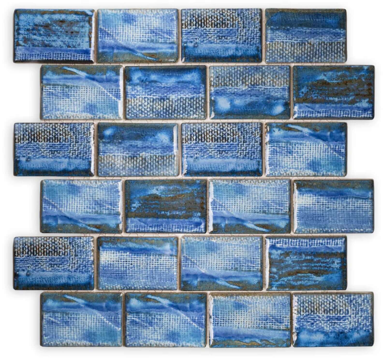 Fujiwa Tokyo Aspen Bue 2X3 Rectangle Semi Gloss Porcelain Mosaic - Hey Tiles