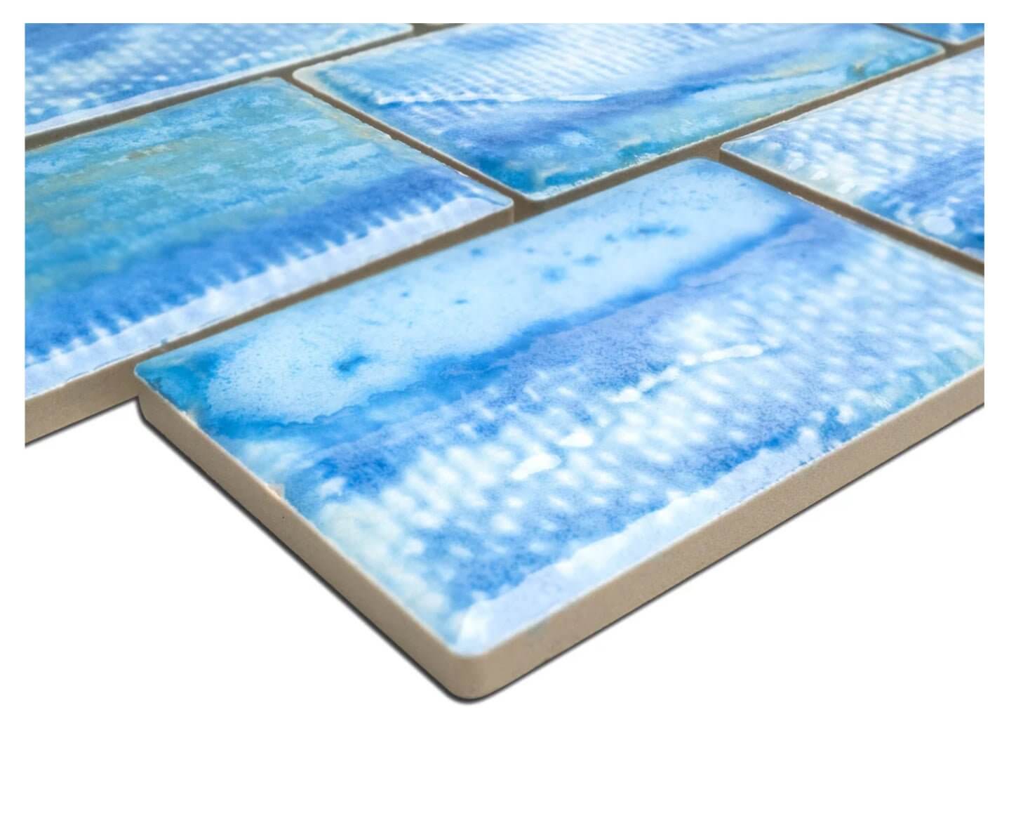 Fujiwa Tokyo Ice Blue 2X3 Rectangle Semi Gloss Porcelain Mosaic - Hey Tiles