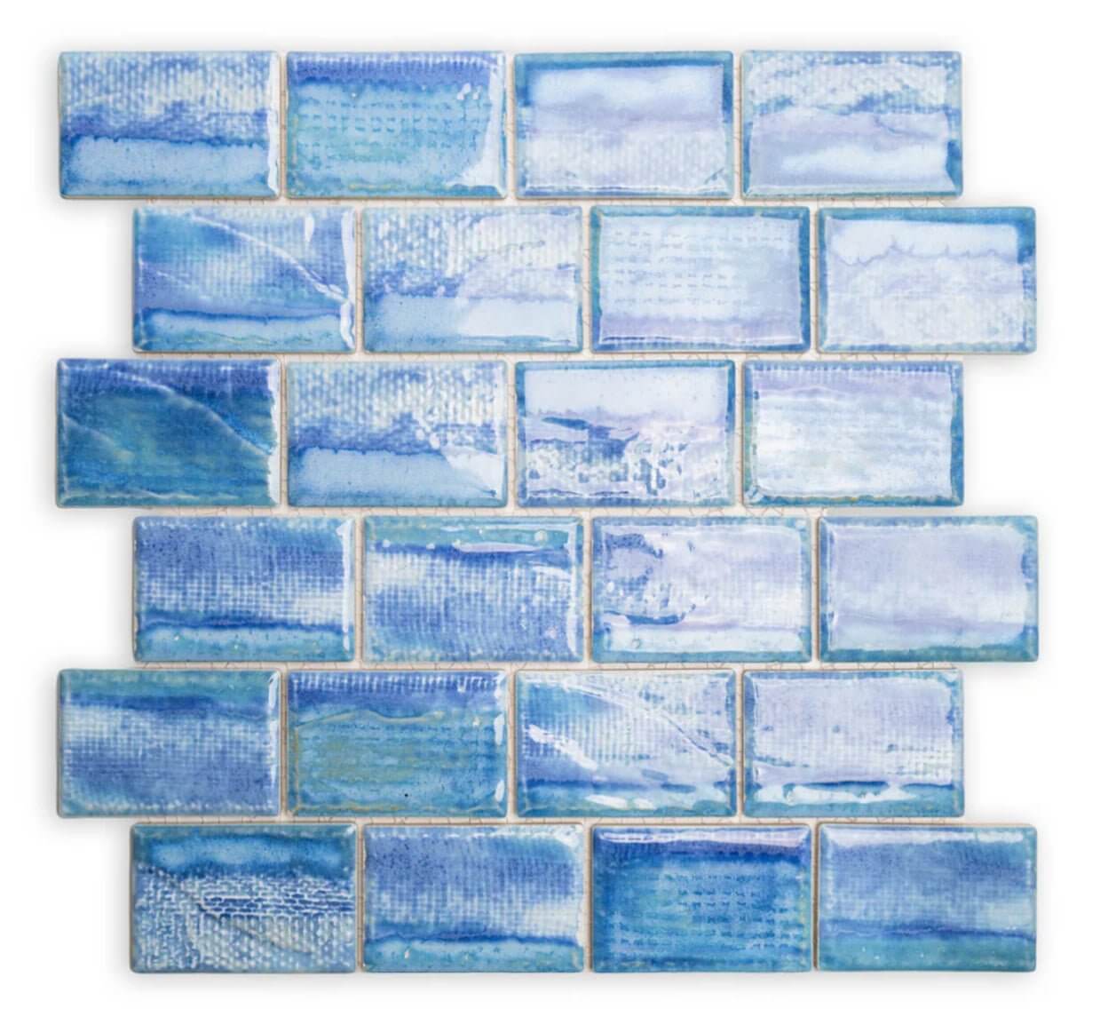 Fujiwa Tokyo Ice Blue 2X3 Rectangle Semi Gloss Porcelain Mosaic - Hey Tiles