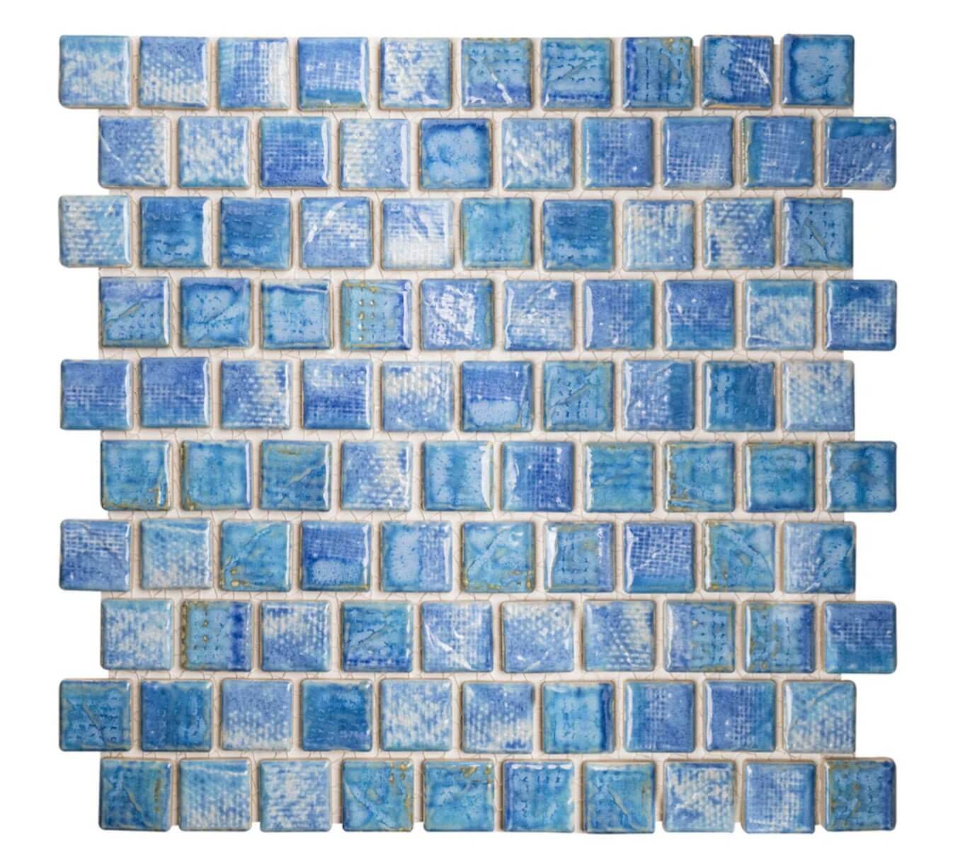 Fujiwa Tokyo Icy Blue 1 - 1/8" Square Semi Gloss Porcelain Mosaic - Hey Tiles