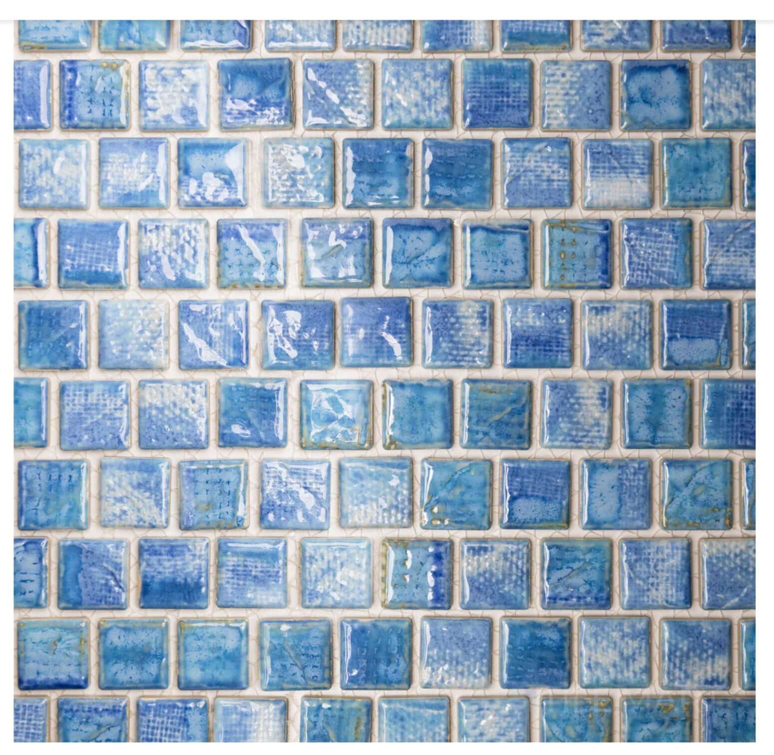 Fujiwa Tokyo Icy Blue 1 - 1/8" Square Semi Gloss Porcelain Mosaic - Hey Tiles