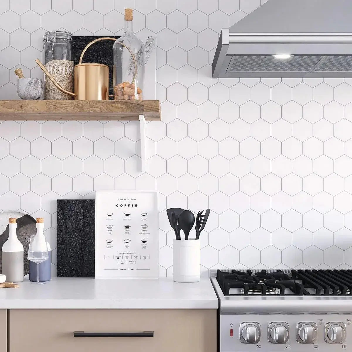 Greek Thassos White Marble 5" X 5" Hexagon Mosaic - Hey Tiles