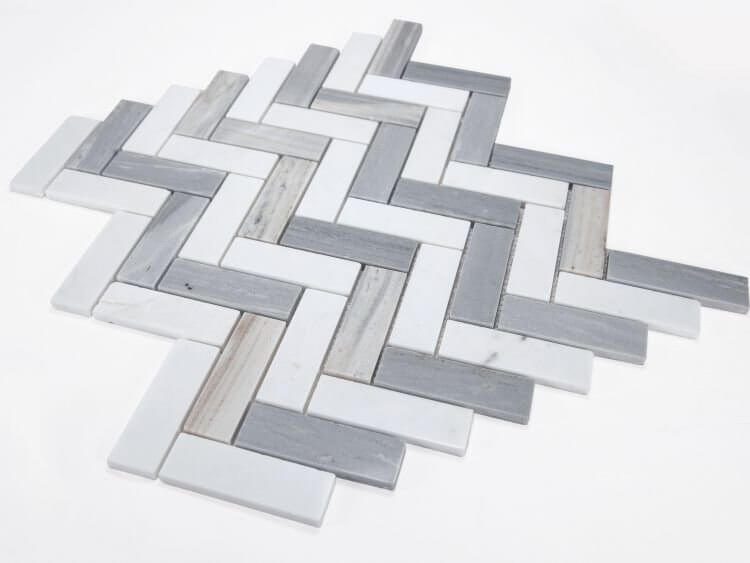 Herringbone Blue 11 x 12.5 - Hey Tiles