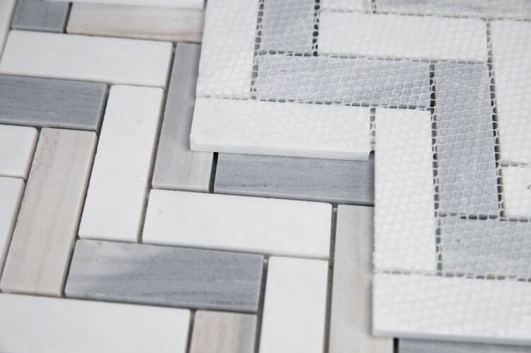 Herringbone Blue 11 x 12.5 - Hey Tiles