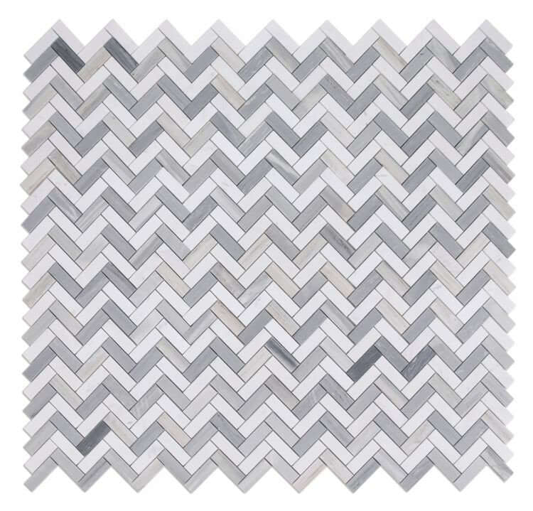 Herringbone Blue 11 x 12.5 - Hey Tiles