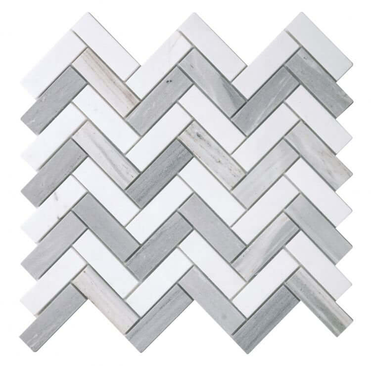 Herringbone Blue 11 x 12.5 - Hey Tiles