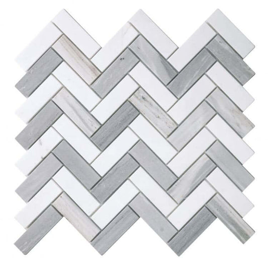 Herringbone Blue 11 x 12.5 - Hey Tiles