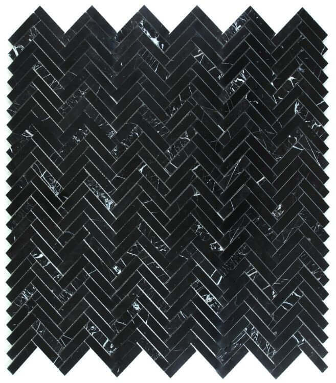 Herringbone Marquina 11.25 x 11.25 - Hey Tiles