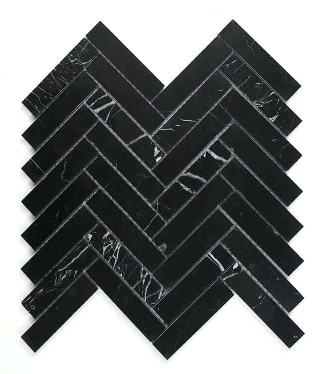 Herringbone Marquina 11.25 x 11.25 - Hey Tiles
