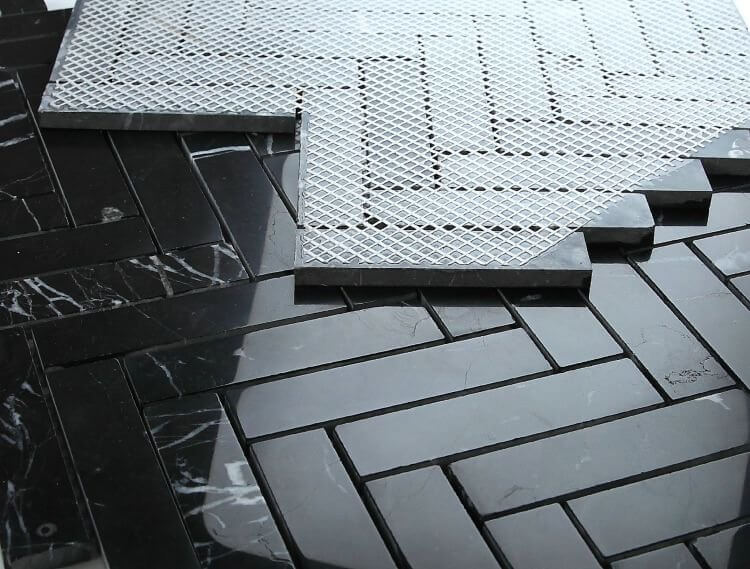 Herringbone Marquina 11.25 x 11.25 - Hey Tiles
