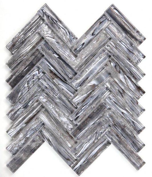 Herringbone Shell Silver 11 x 11 - Hey Tiles