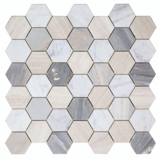 Hexagon Blue 2 x 2 11.75 x 12 - Hey Tiles