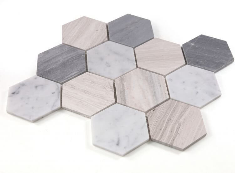 Hexagon Blue Large 4 x 4 10.75 x 12.5 - Hey Tiles