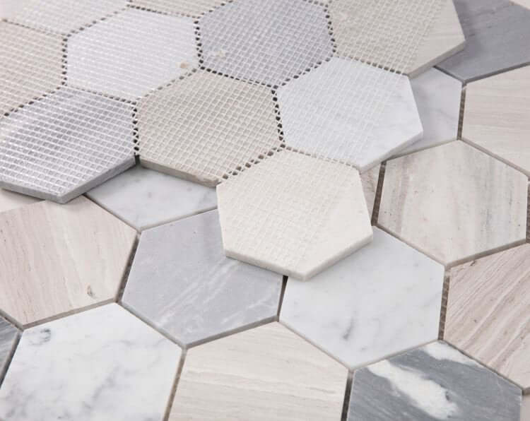 Hexagon Blue Large 4 x 4 10.75 x 12.5 - Hey Tiles