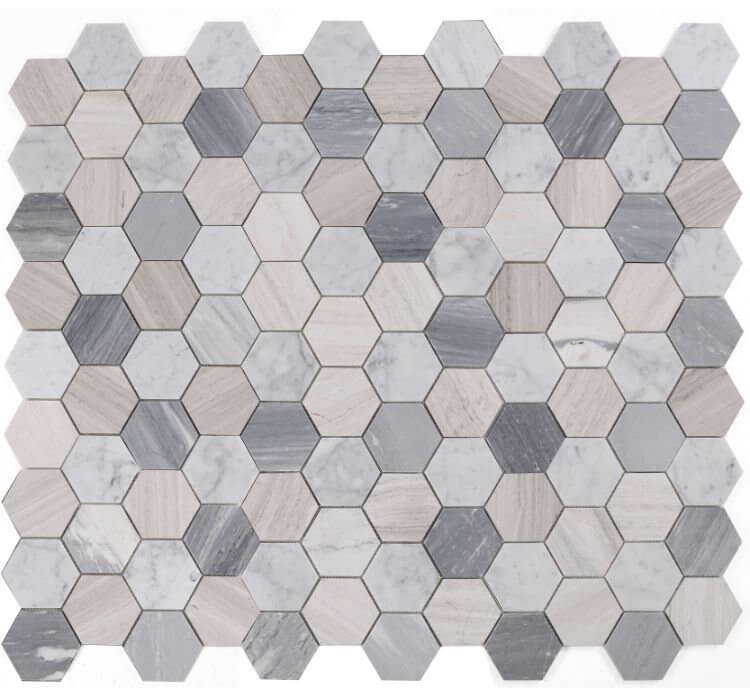Hexagon Blue Large 4 x 4 10.75 x 12.5 - Hey Tiles