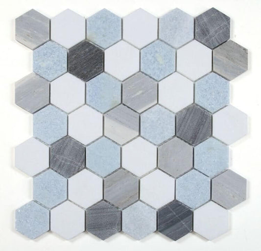 Hexagon Deep Ocean 2 x 2 12 x 11.75 - Hey Tiles