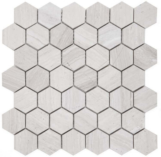 Hexagon Grey 2 x 2 12 x 12 - Hey Tiles