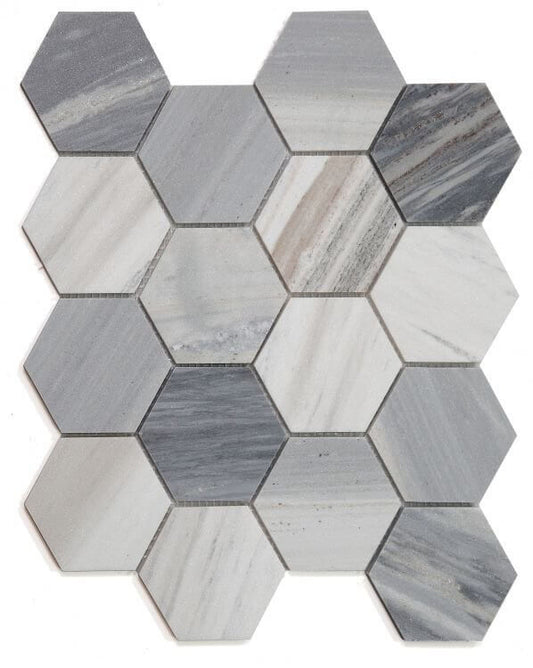 Hexagon Italian Blue 3 x 3 10.25 x 11.75 - Hey Tiles