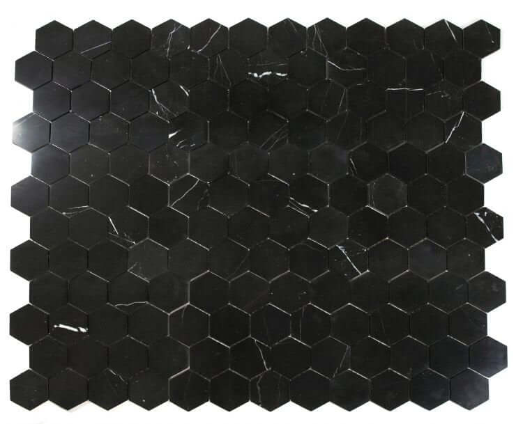 Hexagon Marquina Honed 3 x 3 10.25 x 11.75 - Hey Tiles
