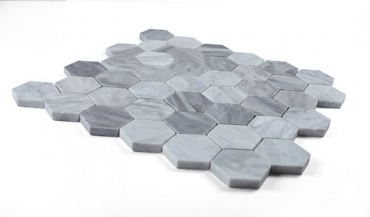 Hexagon Mix Grey Honed 2 x 2 11.75 x 12 - Hey Tiles