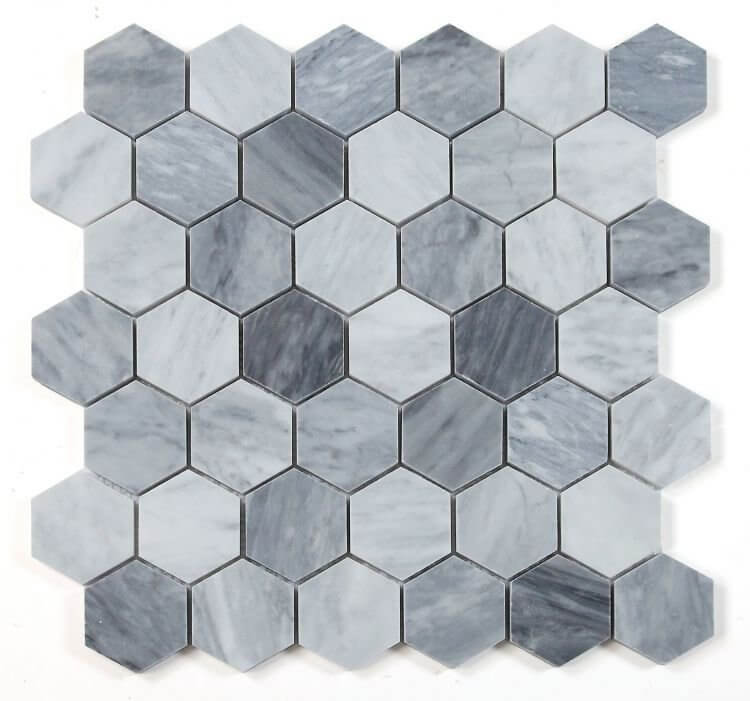 Hexagon Mix Grey Honed 2 x 2 11.75 x 12 - Hey Tiles