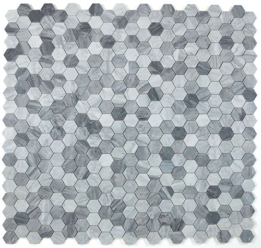 Hexagon Mix Grey Honed 2 x 2 11.75 x 12 - Hey Tiles