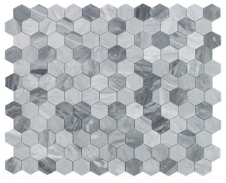 Hexagon Mix Grey Honed 3 x 3 10.25 x 11.75 - Hey Tiles