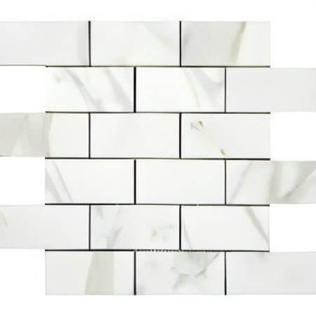 Italian 2x4 Calacatta Gold Marble Mosaic Tile - Hey Tiles