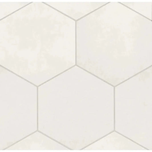 Makoto 10" x 11.5" Hexagon Matte Porcelain Tile in Shoji White - Hey Tiles