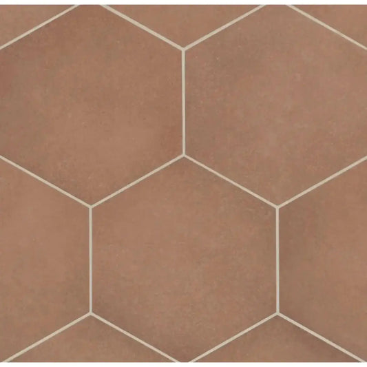Makoto 10" x 11.5" Hexagon Matte Porcelain Tile in Umi Terracotta - Hey Tiles