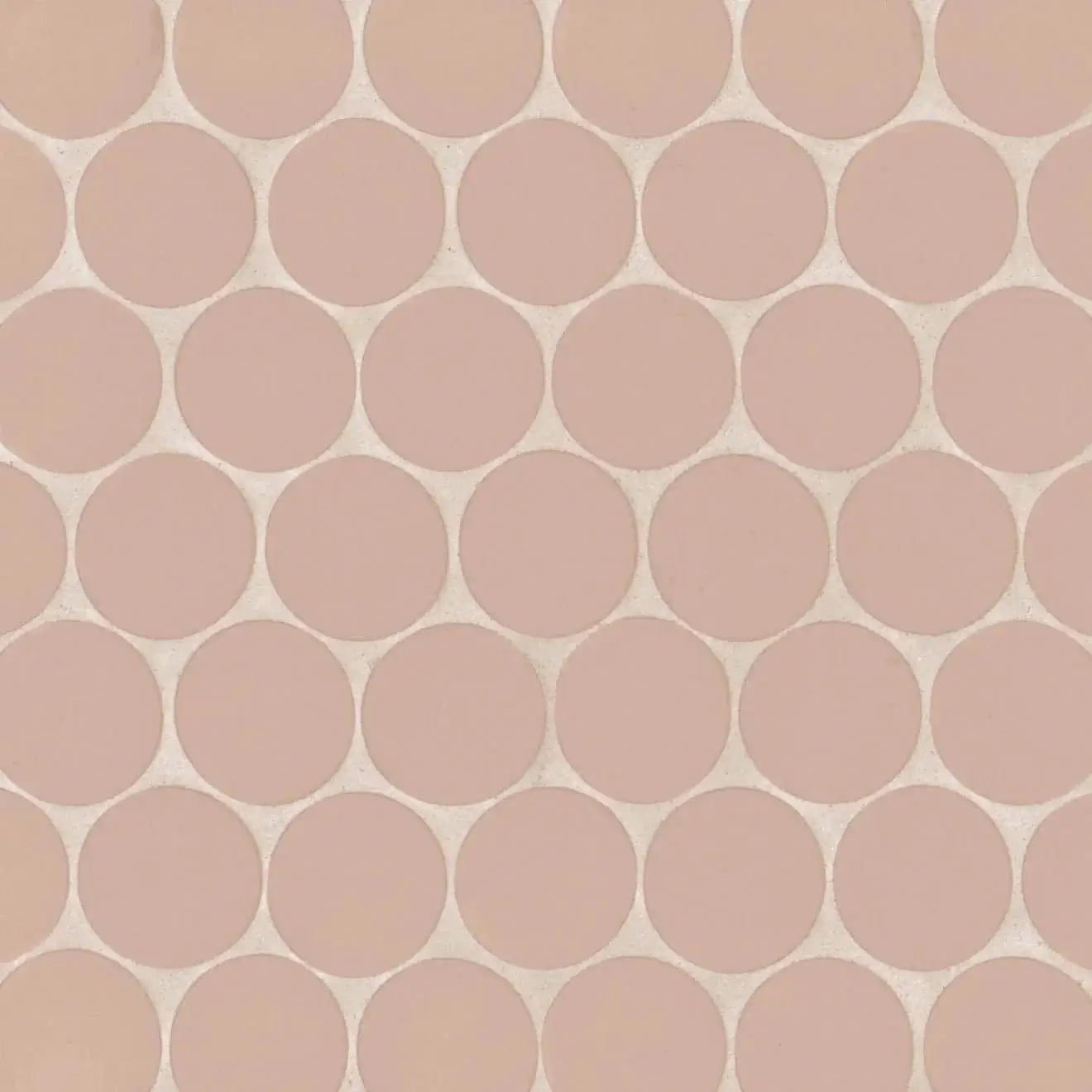 Makoto 2" Round Matte Porcelain Mosaic Tile in Momoiro Blush - Hey Tiles