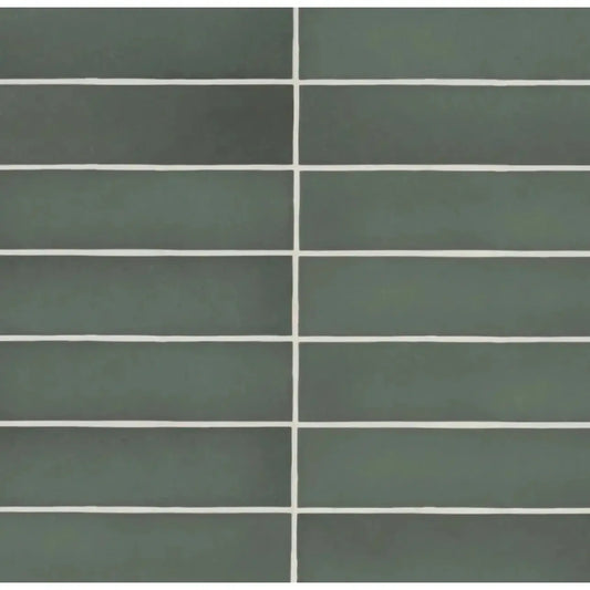 Makoto 2.5" x 10" Matte Ceramic Wall Tile in Midori Green - Hey Tiles